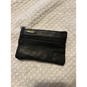 EUC Yellowood Black Leather Fingerboard Holder Wallet Coin Purse 5" x 3"
